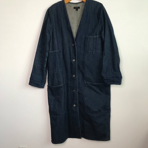 COS Jackets & Blazers - COS Denim Coat Long Line Button V Neck Long Sleeve Pockets Hipster Womens 6